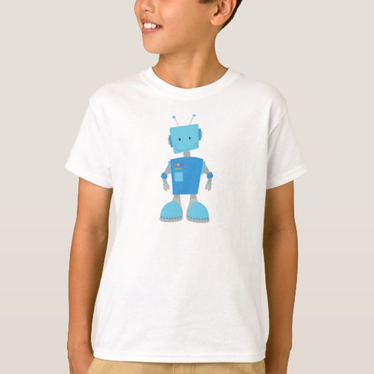 Cute Robot, Funny Robot, Gekke Robot, Blauwe Robot T-shirt (Voorkant)
