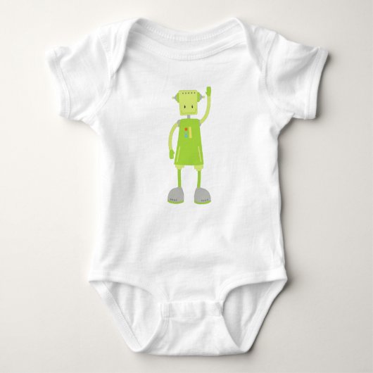 Cute Robot, Funny Robot, Gekke Robot, Groene Robot Romper (Voorkant)
