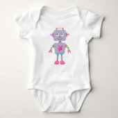 Cute Robot, Funny Robot, Gekke Robot, Paarse Robot Romper (Voorkant)