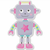 Cute Robot, Funny Robot, Gekke Robot, Paarse Robot Sticker (Voorkant)