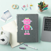 Cute Robot, Funny Robot, Gekke Robot, Robot, Roze Sticker (iPad Cover)