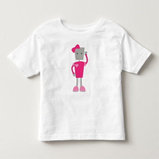 Cute Robot, Funny Robot, Girl Robot, Robot roze Kinder Shirts (Voorkant)
