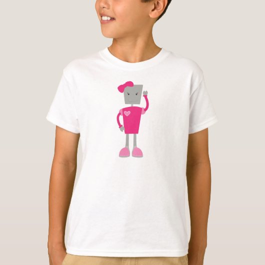 Cute Robot, Funny Robot, Girl Robot, Robot roze T-shirt (Voorkant)