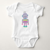 Cute Robot, Gekke Robot, Funny Robot, Paarse Robot Romper (Voorkant)