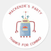 Cute Robot Gepersonaliseerd Dank u Klassieke Ronde Ronde Sticker (Voorkant)
