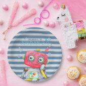 Cute Robot | Gepersonaliseerde verjaardag Papieren Bordje (Feest)