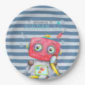 Cute Robot | Gepersonaliseerde verjaardag Papieren Bordje (Voorkant)