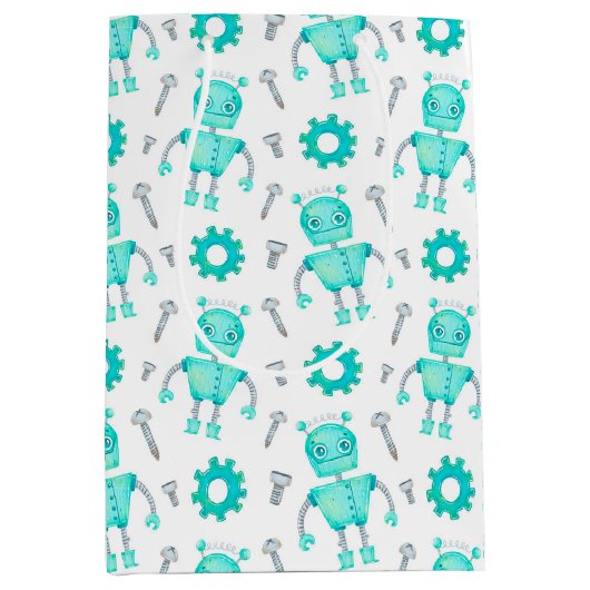 Cute Robot Gift Bag Medium Cadeauzakje (Voorkant)