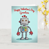 Cute Robot Grandson Valentines Day Card Kaart (Gele Bloem)