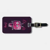 Cute Robot Grunge Pink Girl Bagagelabel (Voorkant horizontaal)