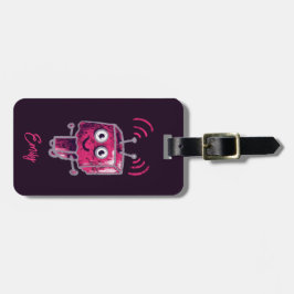 Cute Robot Grunge Pink Girl Bagagelabel