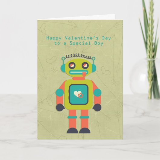 Cute Robot, Happy Valentine's Day, Special Boy Feestdagen Kaart (Voorkant)