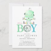 Cute Robot Het is een Boy Baby shower Kaart (Voorkant)