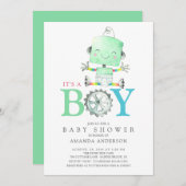 Cute Robot Het is een Boy Baby shower Kaart (Voorkant / Achterkant)
