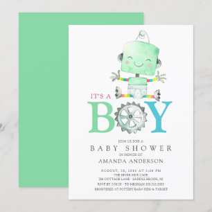 Cute Robot Het is een Boy Baby shower Kaart
