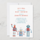 Cute Robot Het is een Jongen Baby shower Uitnodigi Kaart (Voorkant)