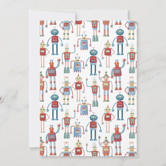 Cute Robot Het is een Jongen Baby shower Uitnodigi Kaart (Achterkant)