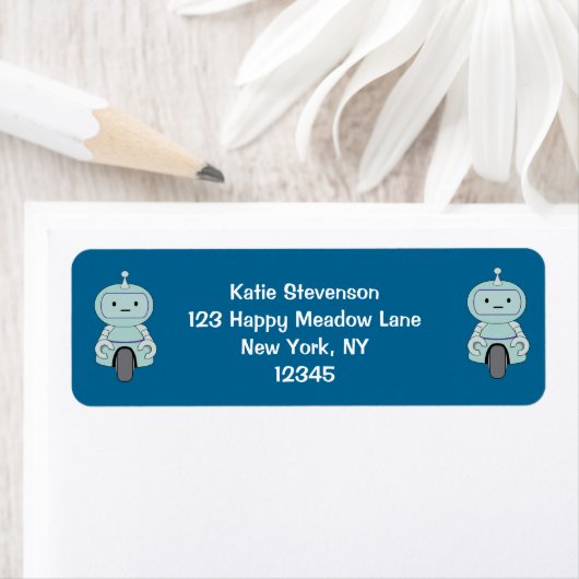 Cute Robot Illustration Etiket (Insitu)