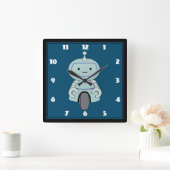 Cute Robot Illustration Vierkante Klok (Huis)