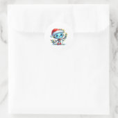 Cute Robot Kerst Verjaardag Ronde Sticker (Tas)