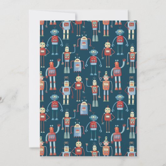 Cute Robot Kids Birthday Party Invitation Kaart (Achterkant)