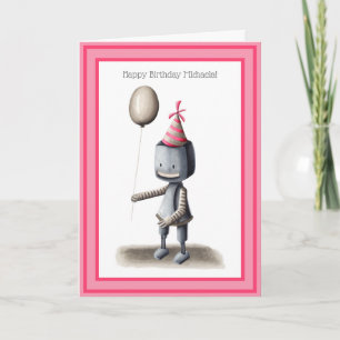 Cute Robot met ballon, speciaal gepersonaliseerd o Kaart