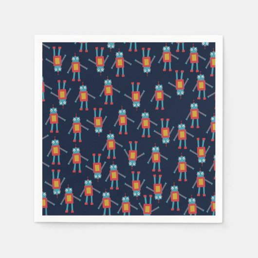 Cute Robot Paper Napkins Servet (Voorkant)