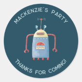 Cute Robot Persoonlijk Dank je Ronde Sticker (Voorkant)