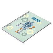 Cute Robot Persoonlijke naam Boys Notebook Notitieboek (Linkerzijde)