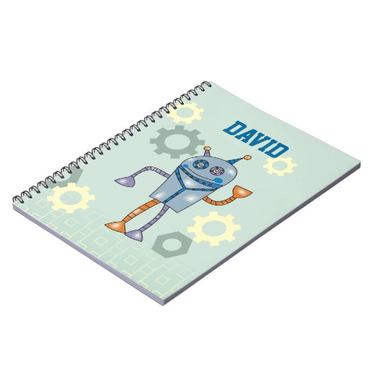 Cute Robot Persoonlijke naam Boys Notebook Notitieboek (Linkerzijde)