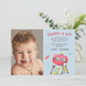 Cute Robot | Plat bedank fotokaart Bedankkaart (Staand voorkant)