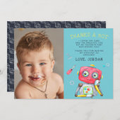 Cute Robot | Platte bedankkaart foto kaart (Voorkant / Achterkant)