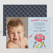 Cute Robot | Platte bedankkaart met foto (Voorkant / Achterkant)