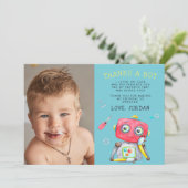 Cute Robot | Platte bedankkaart met foto (Staand voorkant)