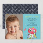 Cute Robot | Platte bedankkaart met foto (Voorkant / Achterkant)
