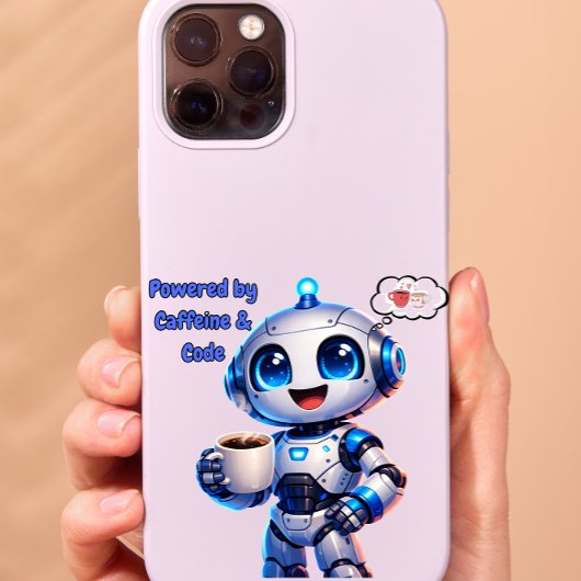 Cute Robot Powered by Caffeine & Code iPhone Hoesje