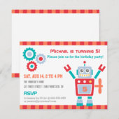 -Cute Robot Speelgoed, uitnodiging op zaterdag (Voorkant / Achterkant)