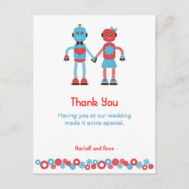 Cute Robot Theme Wedding Bedankkaart