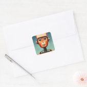 Cute Robot Vierkante Sticker (Envelop)