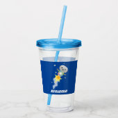 Cute robot vliegend in de cartoon van de ruimte acryl drinkbeker (Achterkant)