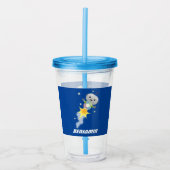 Cute robot vliegend in de cartoon van de ruimte acryl drinkbeker (Voorkant)