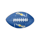 Cute robot vliegend in de cartoon van de ruimte american football (Voorkant)