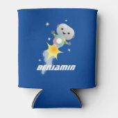 Cute robot vliegend in de cartoon van de ruimte blikjeskoeler (Voorkant)