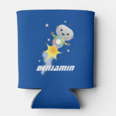 Cute robot vliegend in de cartoon van de ruimte blikjeskoeler (Achterkant)