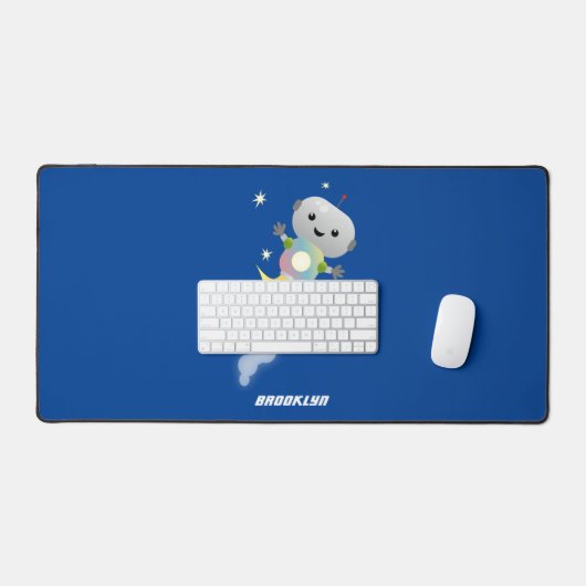 Cute robot vliegend in de cartoon van de ruimte bureaumat (Keyboard & Muis)