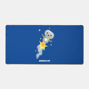 Cute robot vliegend in de cartoon van de ruimte bureaumat