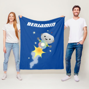 Cute robot vliegend in de cartoon van de ruimte fleece deken