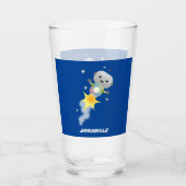 Cute robot vliegend in de cartoon van de ruimte glas (Voorkant)