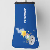 Cute robot vliegend in de cartoon van de ruimte golfheadcover (Draai 90)