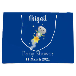 Cute robot vliegend in de cartoon van de ruimte groot cadeauzakje